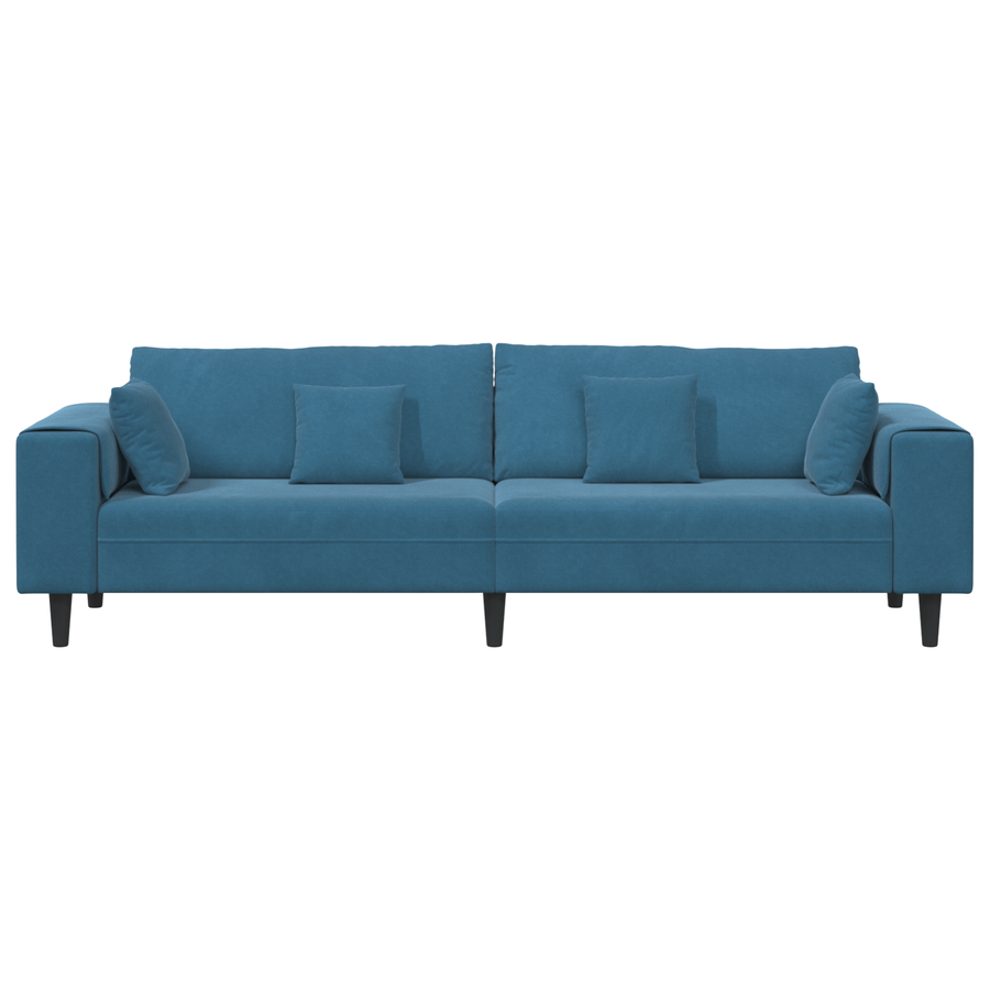 Velours Bank met kussen met kussen Blauw 208 cm Fluweel