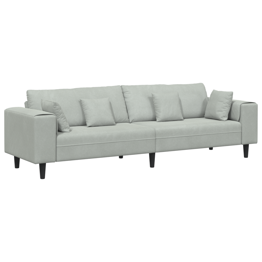 Velours Bank met kussen met kussen Lichtgrijs 208 cm Fluweel