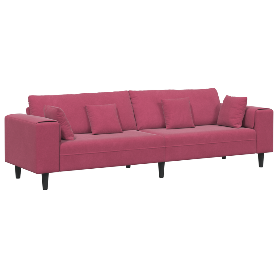 Velours Bank met kussen met kussen Wijnrood 208 cm Fluweel