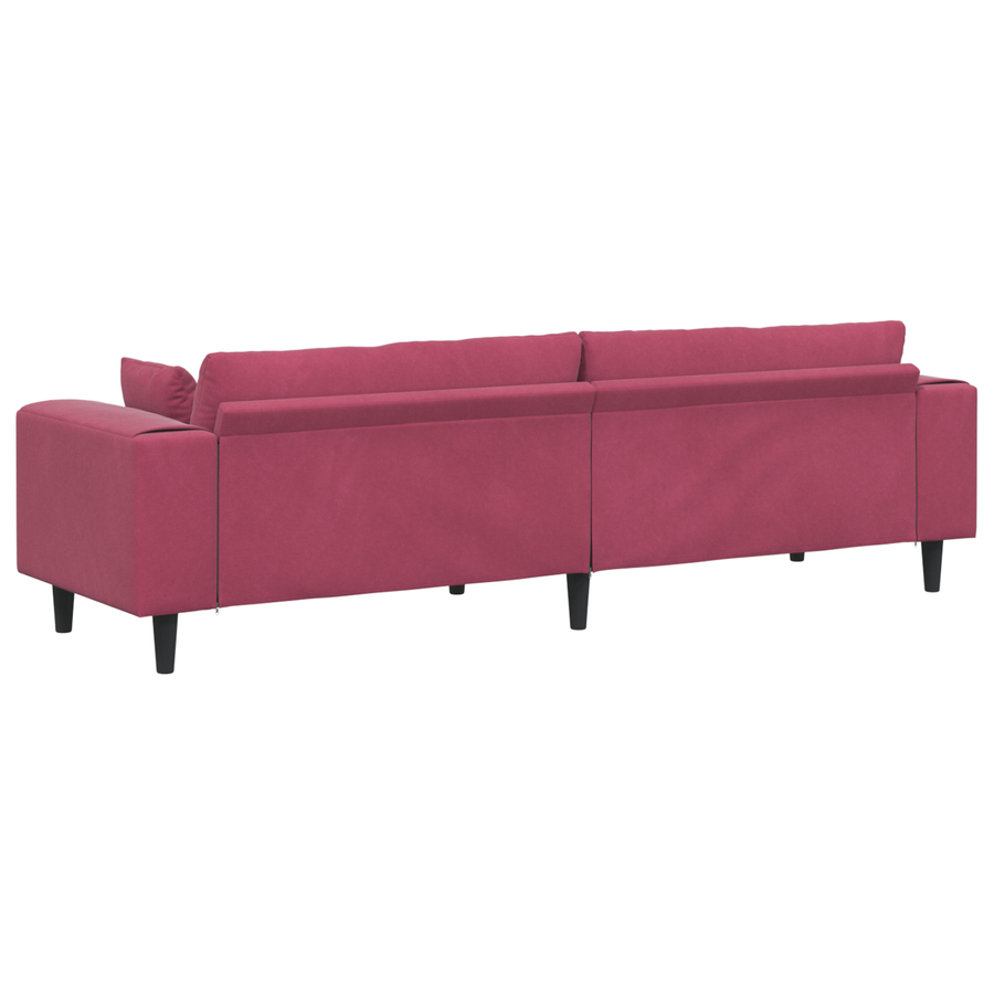 Velours Bank met kussen met kussen Wijnrood 208 cm Fluweel