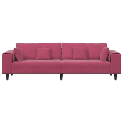 Velours Bank met kussen met kussen Wijnrood 208 cm Fluweel