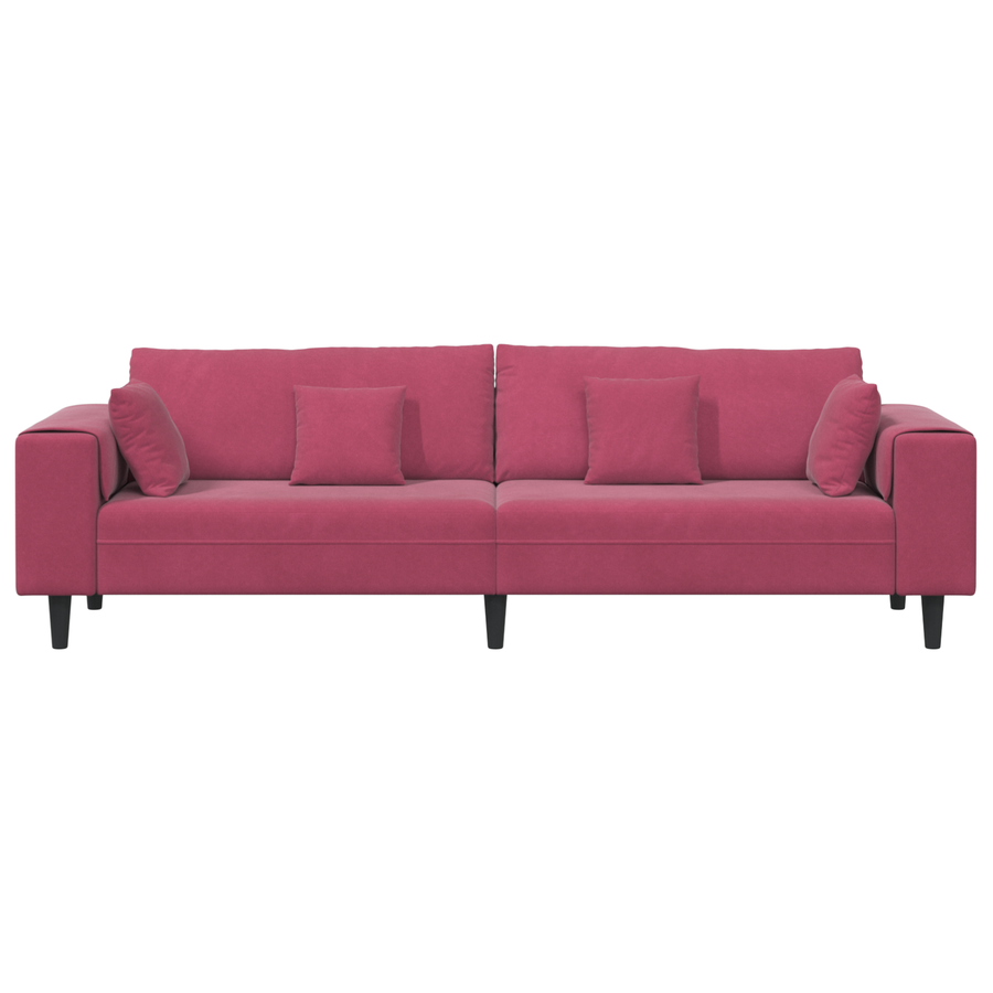 Velours Bank met kussen met kussen Wijnrood 208 cm Fluweel