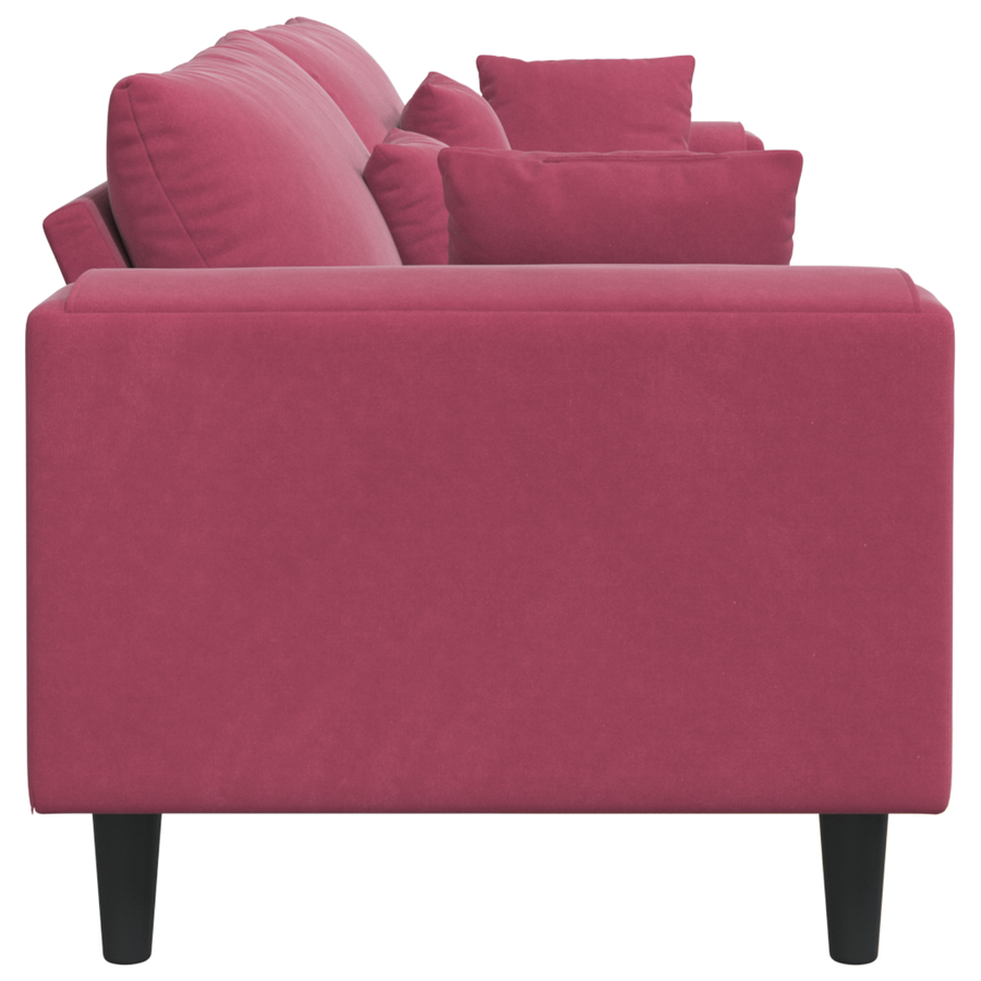 Velours Bank met kussen met kussen Wijnrood 208 cm Fluweel