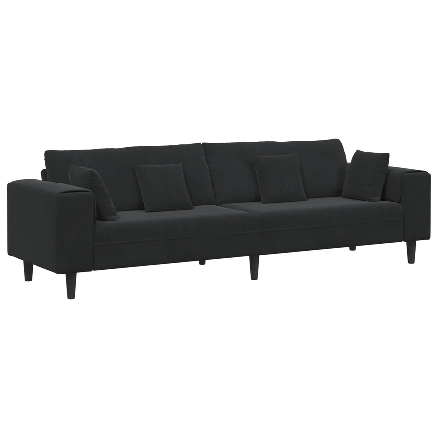 Velours Bank met kussen met kussen Zwart 208 cm Fluweel