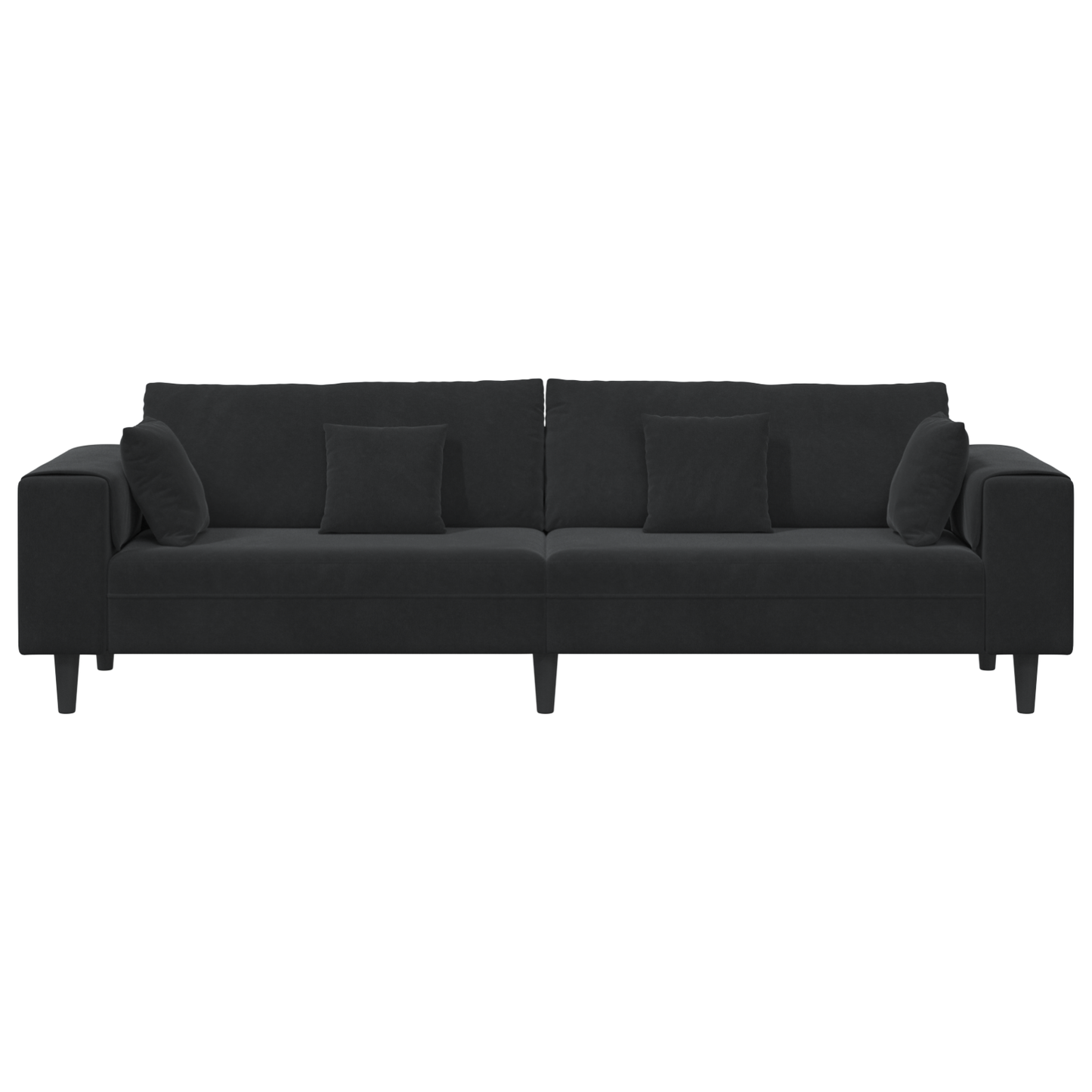Velours Bank met kussen met kussen Zwart 208 cm Fluweel