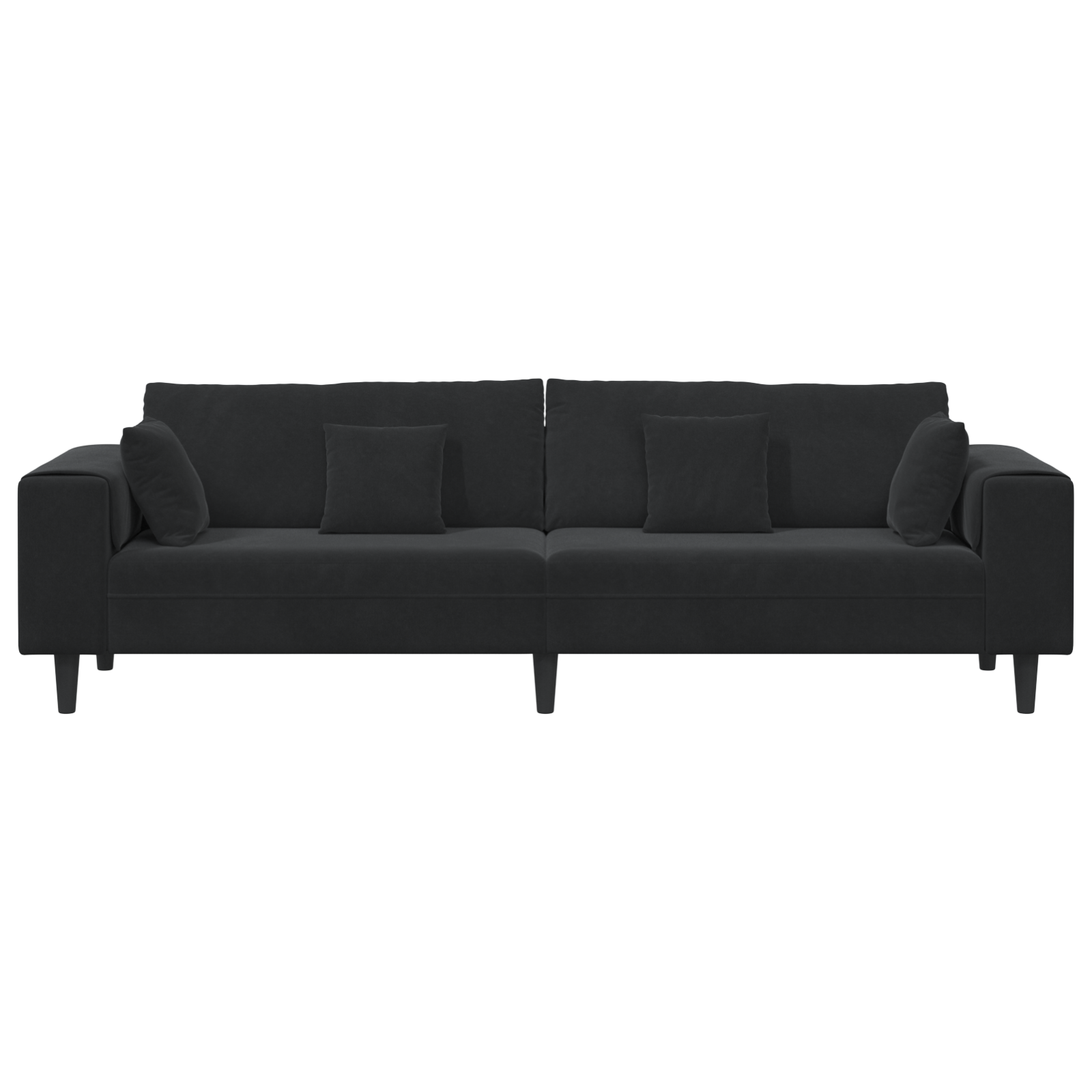 Velours Bank met kussen met kussen Zwart 208 cm Fluweel