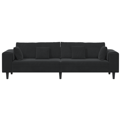 Velours Bank met kussen met kussen Zwart 208 cm Fluweel