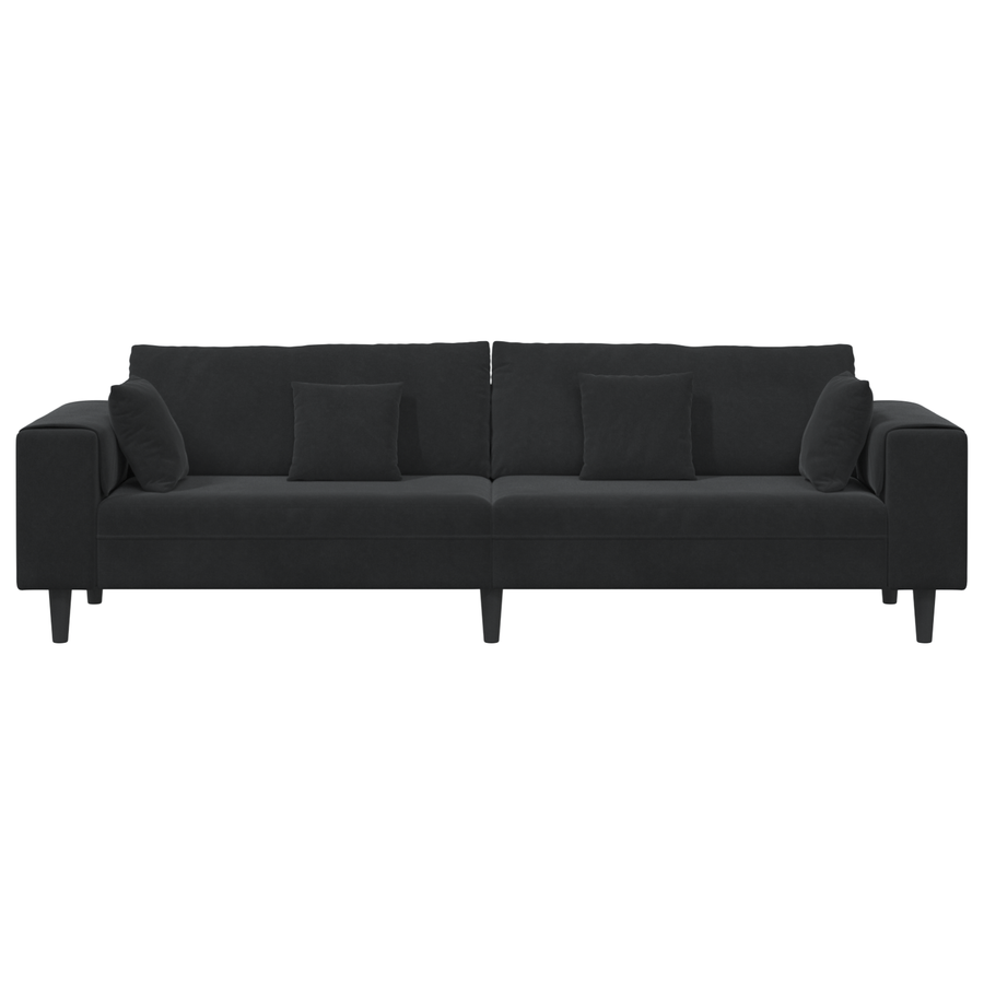 Velours Bank met kussen met kussen Zwart 208 cm Fluweel
