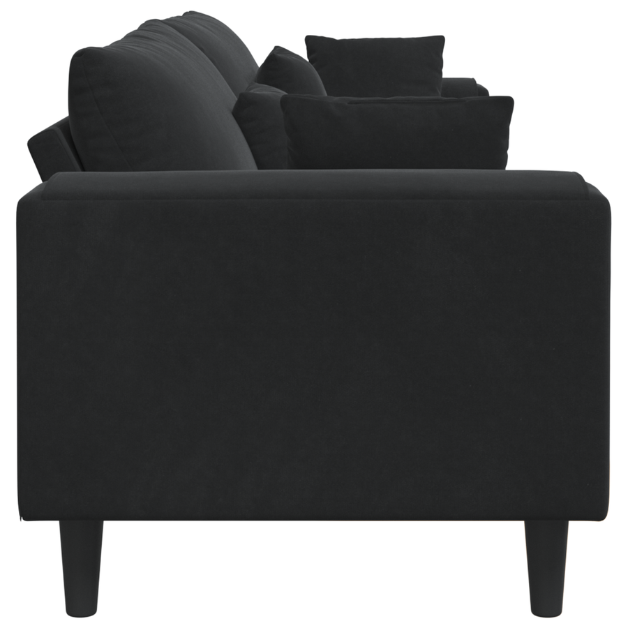 Velours Bank met kussen met kussen Zwart 208 cm Fluweel