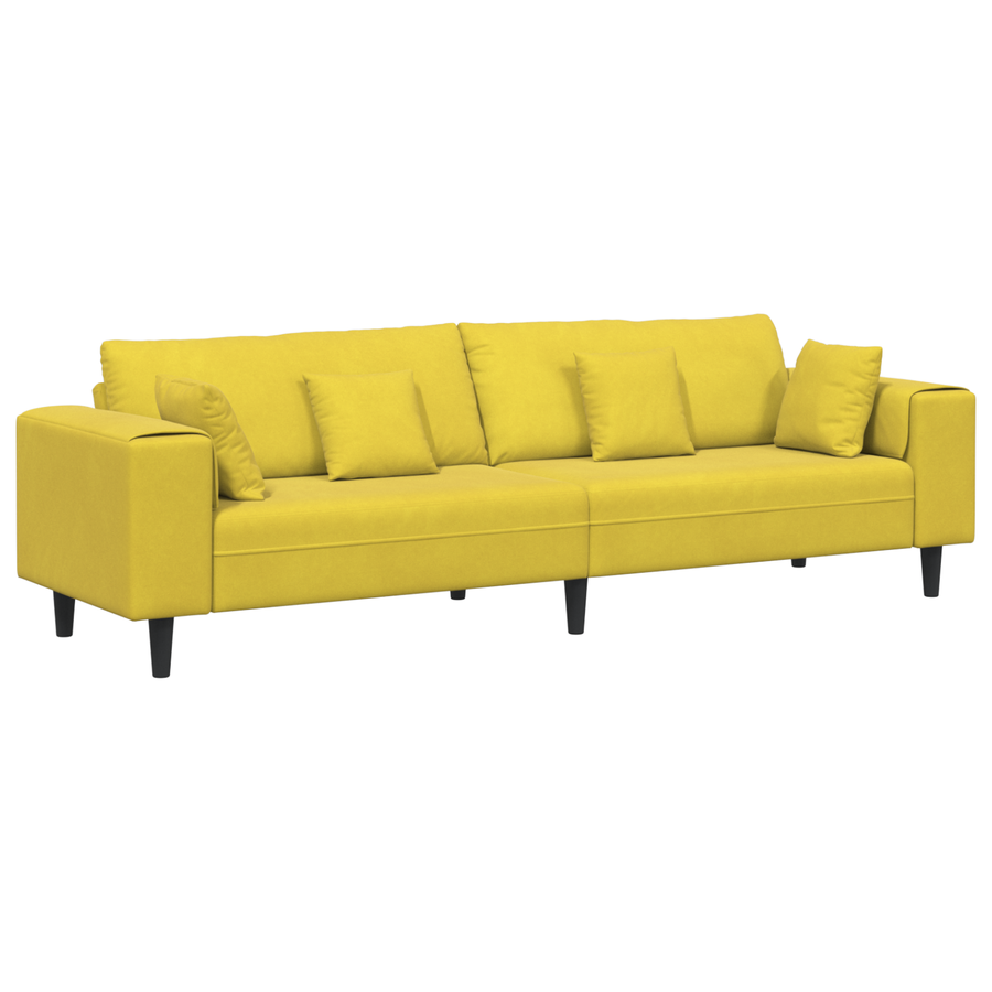 Velours Bank met kussen met kussen Geel 210 cm Fluweel