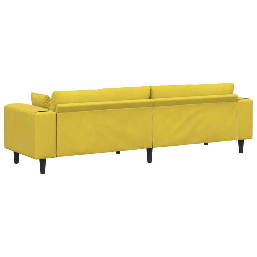 Velours Bank met kussen met kussen Geel 210 cm Fluweel