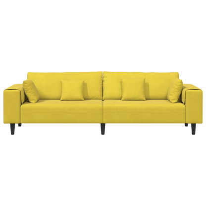 Velours Bank met kussen met kussen Geel 210 cm Fluweel