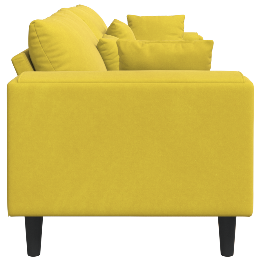Velours Bank met kussen met kussen Geel 210 cm Fluweel
