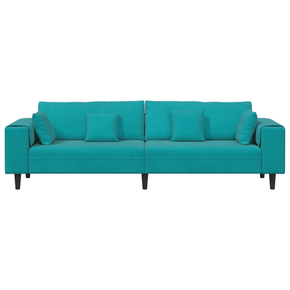 Velours Bank met kussen met kussen Turquoise 208 cm Fluweel