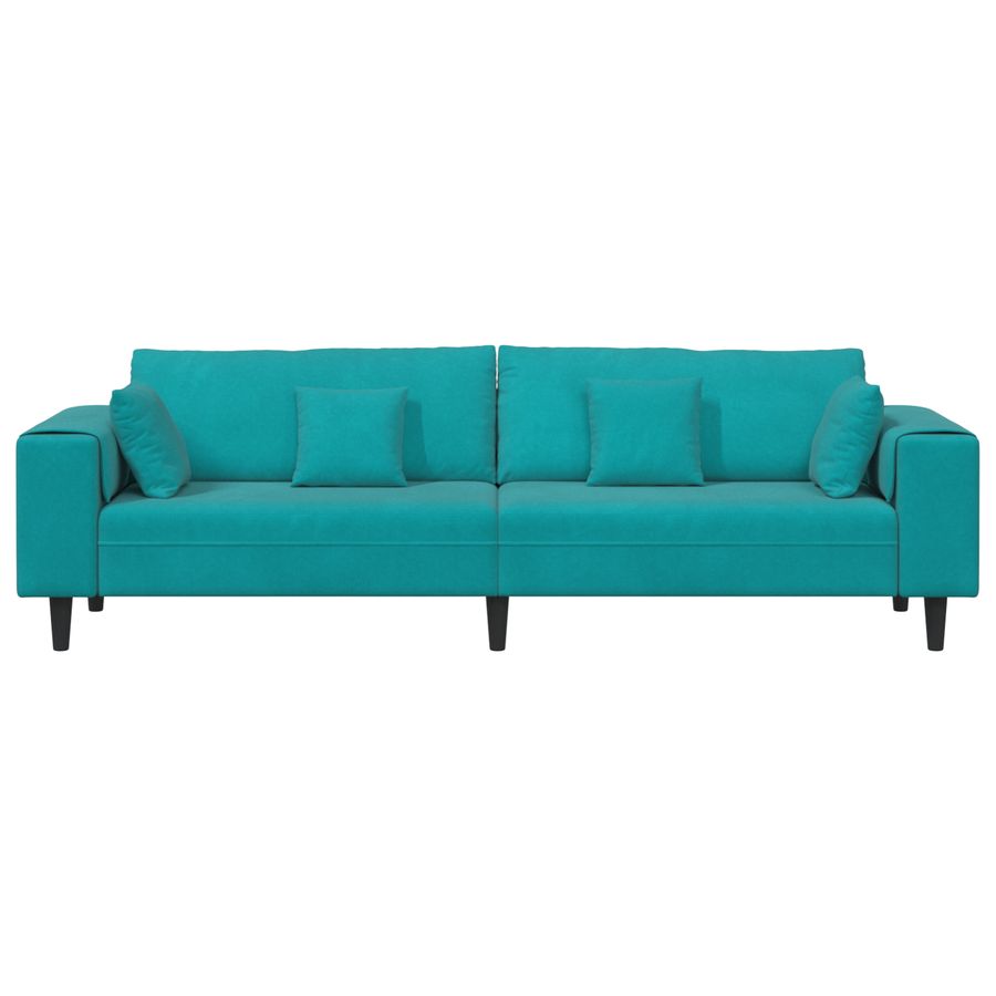 Velours Bank met kussen met kussen Turquoise 208 cm Fluweel