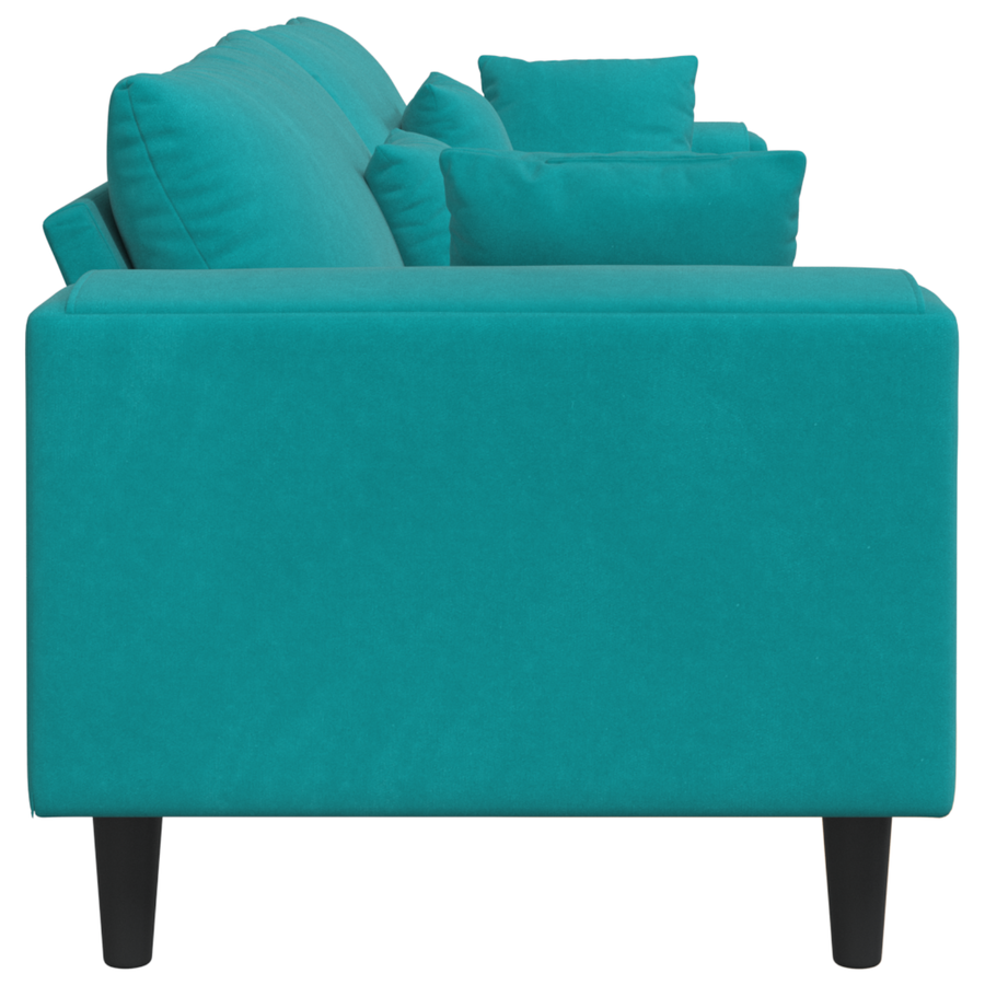 Velours Bank met kussen met kussen Turquoise 208 cm Fluweel