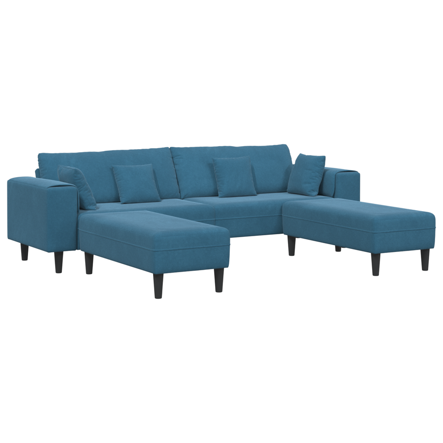 Velours Bank met kussen met kussen 3 pcs Blauw 208 cm Fluweel