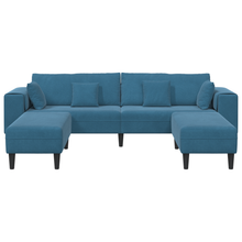 Velours Bank met kussen met kussen 3 pcs Blauw 208 cm Fluweel