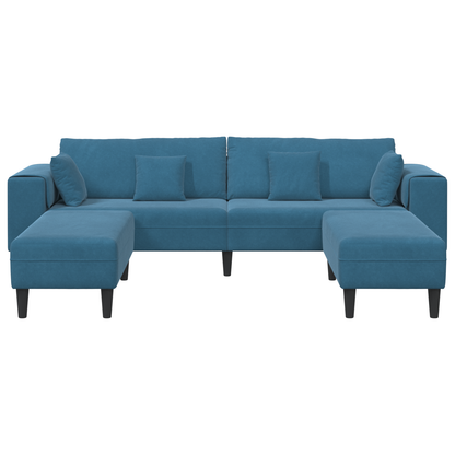 Velours Bank met kussen met kussen 3 pcs Blauw 208 cm Fluweel