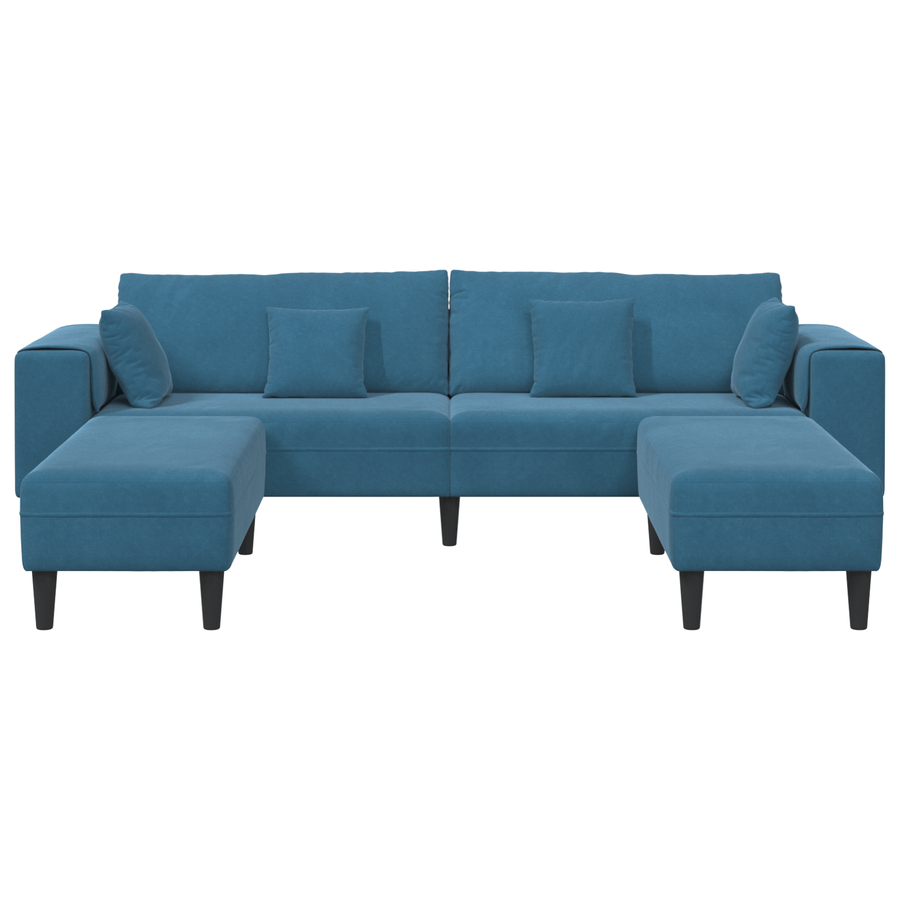 Velours Bank met kussen met kussen 3 pcs Blauw 208 cm Fluweel