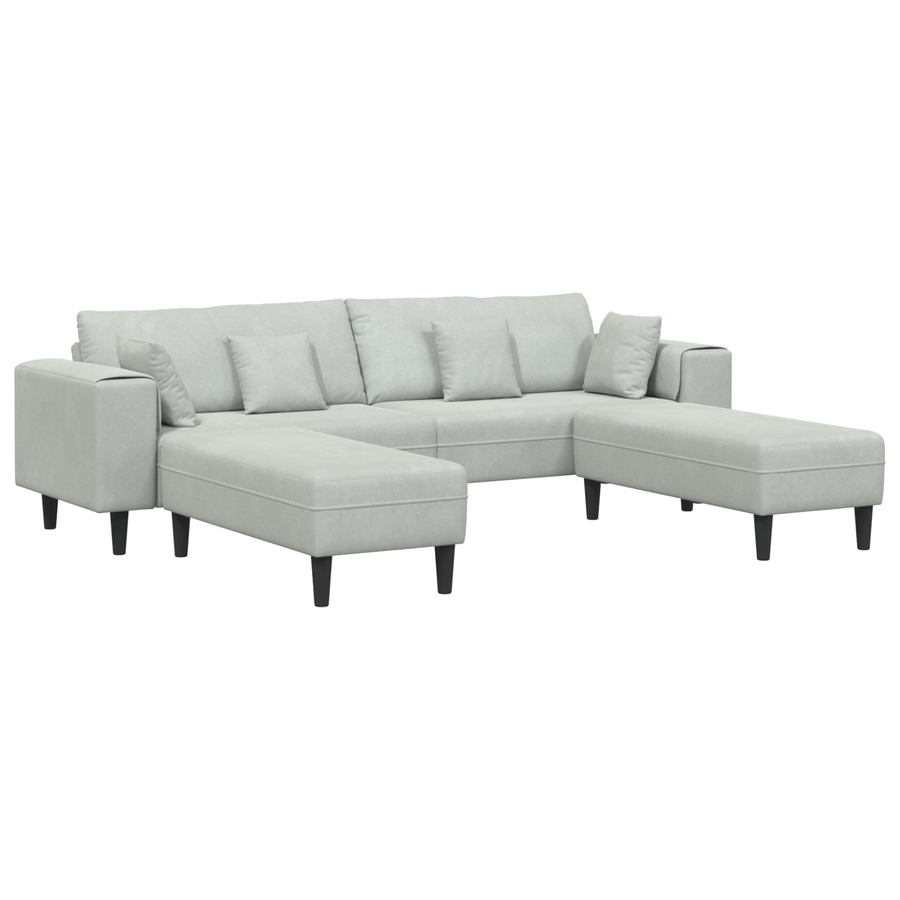 Velours Bank met kussen met kussen 3 pcs Lichtgrijs 208 cm Fluweel