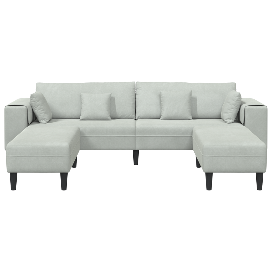 Velours Bank met kussen met kussen 3 pcs Lichtgrijs 208 cm Fluweel