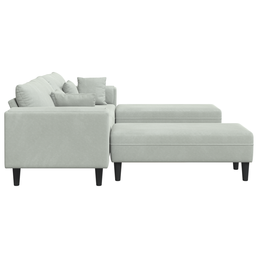 Velours Bank met kussen met kussen 3 pcs Lichtgrijs 208 cm Fluweel