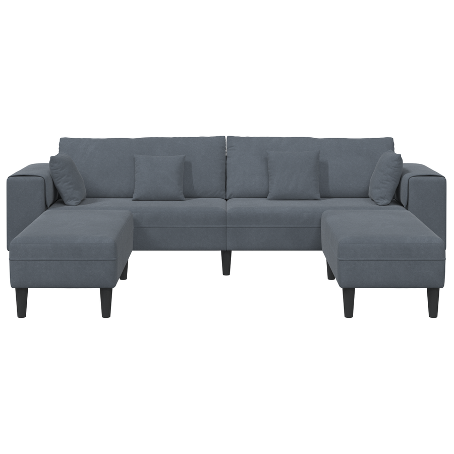 Velours Bank met kussen met kussen 3 pcs Donkergrijs 208 cm Fluweel