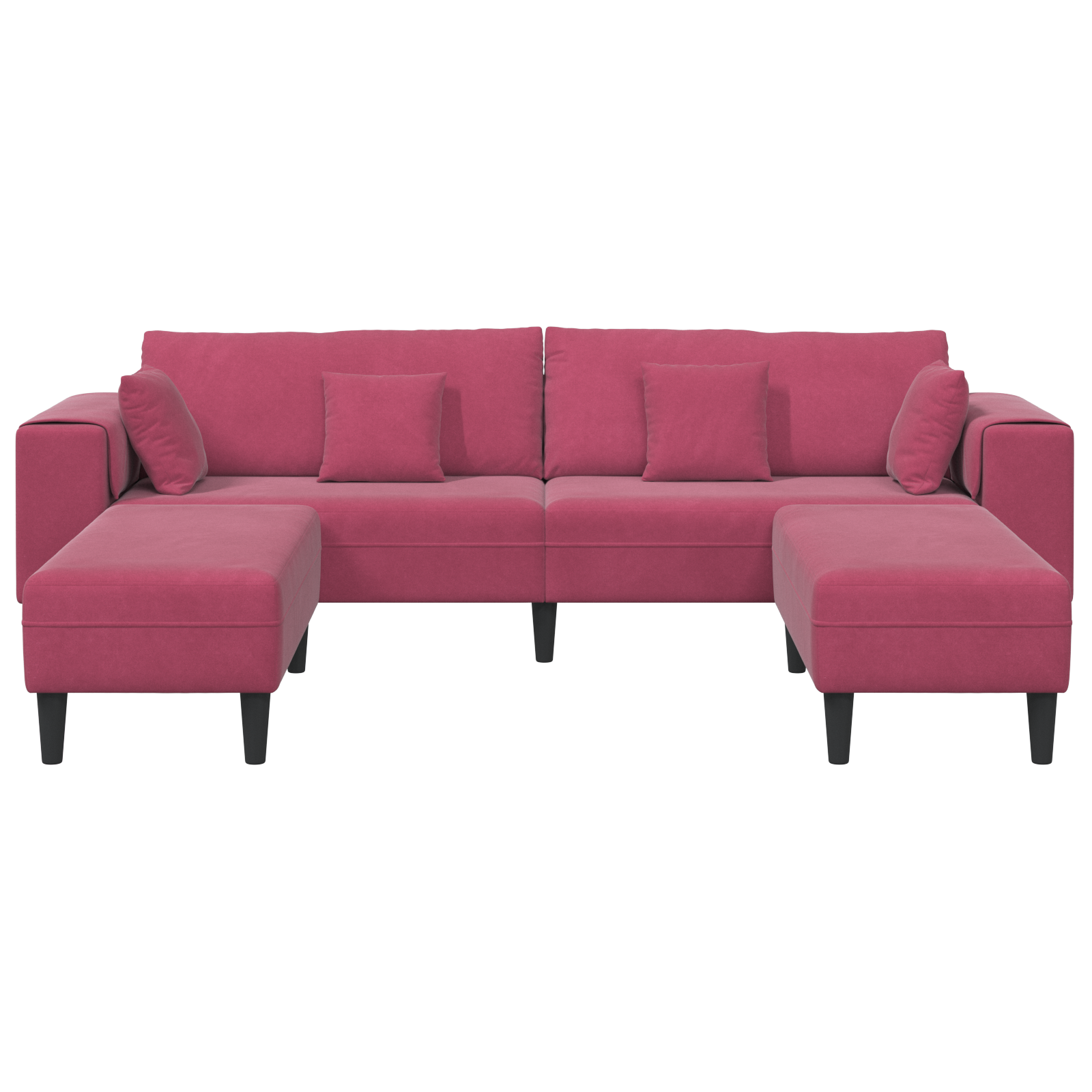 Velours Bank met kussen met kussen 3 pcs Wijnrood 208 cm Fluweel