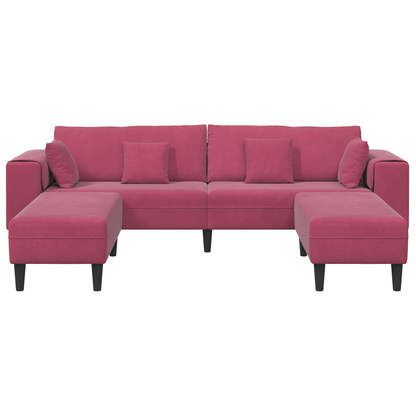 Velours Bank met kussen met kussen 3 pcs Wijnrood 208 cm Fluweel