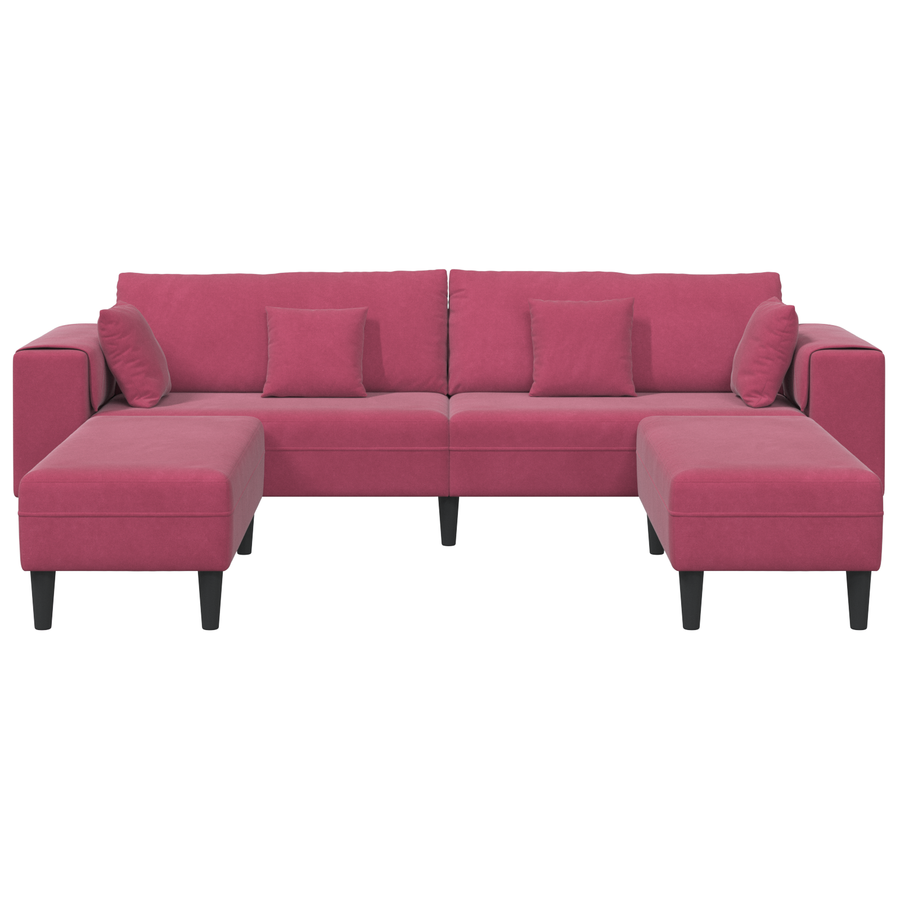 Velours Bank met kussen met kussen 3 pcs Wijnrood 208 cm Fluweel