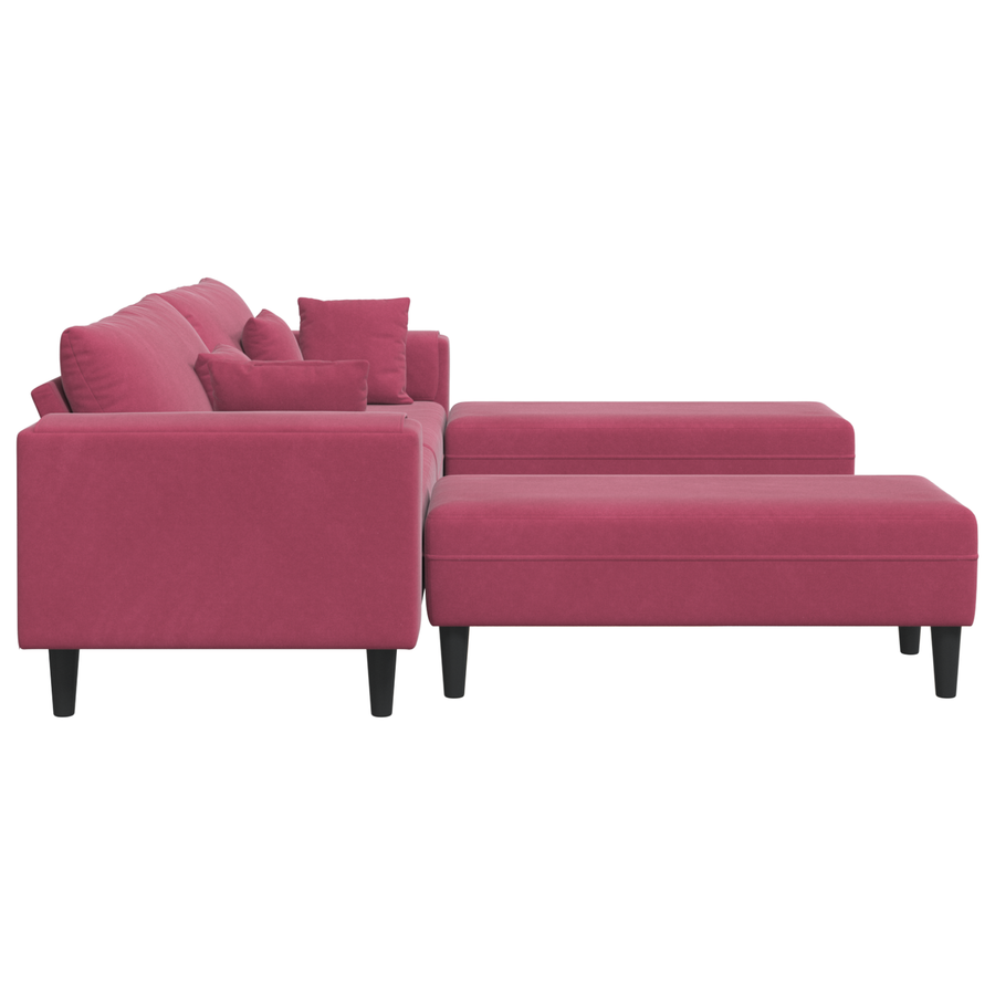 Velours Bank met kussen met kussen 3 pcs Wijnrood 208 cm Fluweel