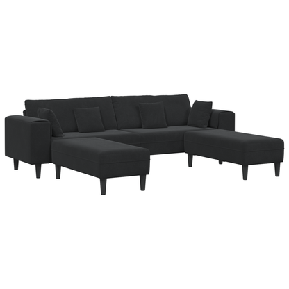 Velours Bank met kussen met kussen 3 pcs Zwart 208 cm Fluweel