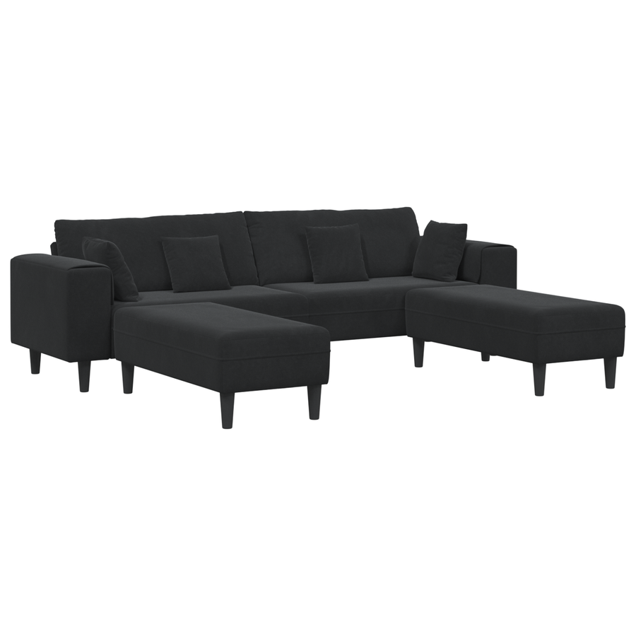 Velours Bank met kussen met kussen 3 pcs Zwart 208 cm Fluweel