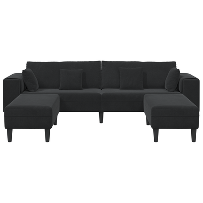 Velours Bank met kussen met kussen 3 pcs Zwart 208 cm Fluweel