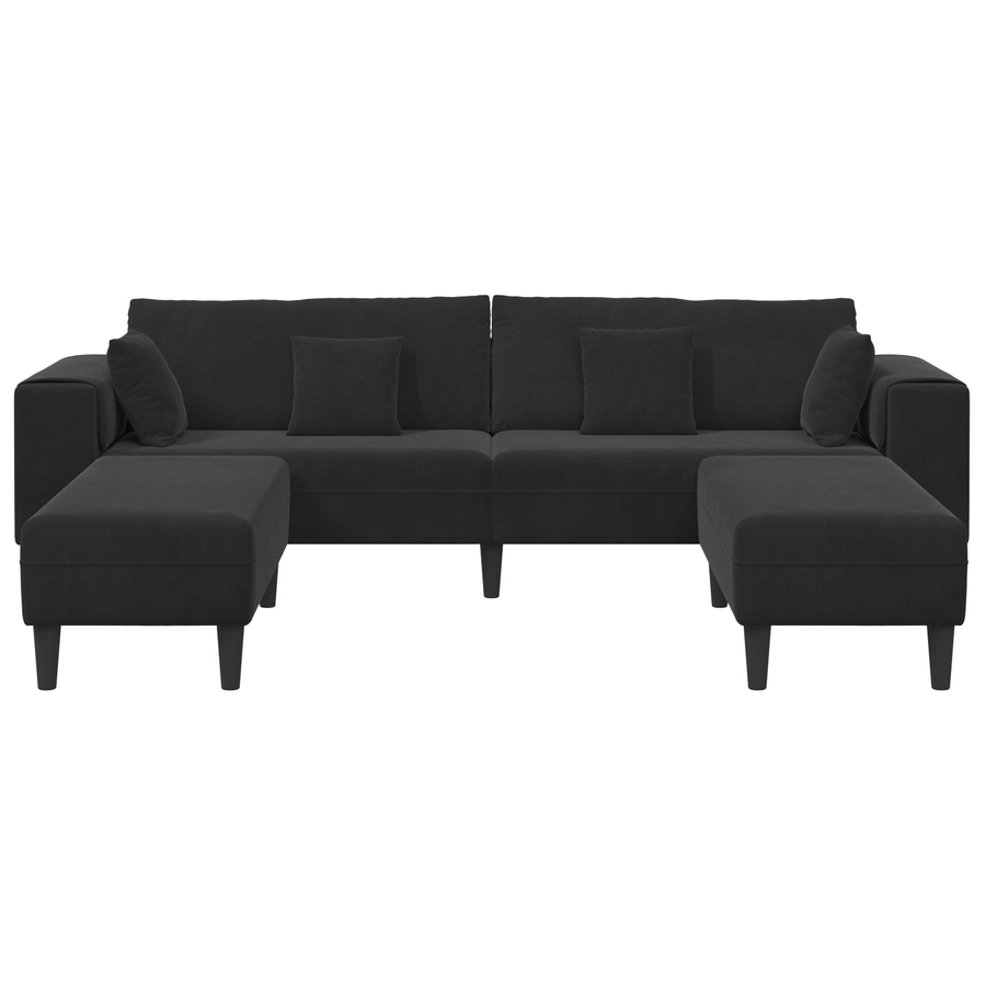 Velours Bank met kussen met kussen 3 pcs Zwart 208 cm Fluweel
