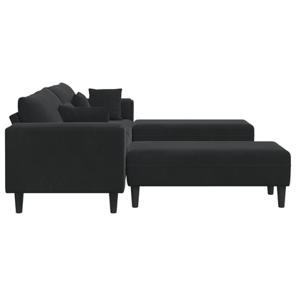 Velours Bank met kussen met kussen 3 pcs Zwart 208 cm Fluweel