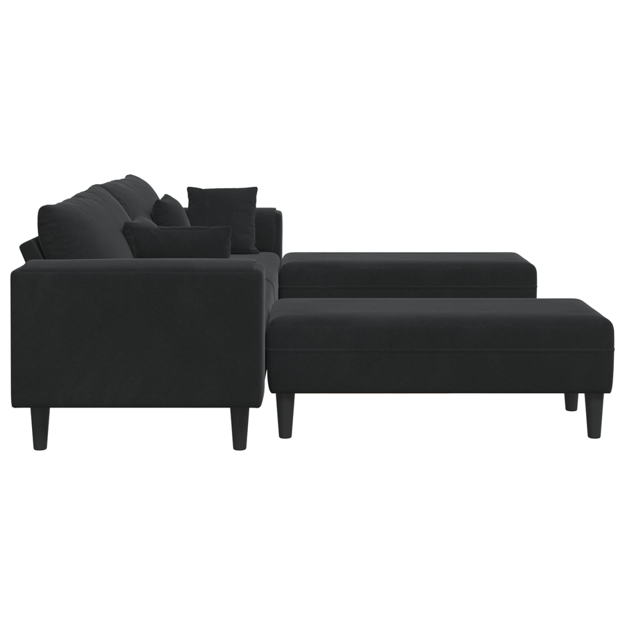 Velours Bank met kussen met kussen 3 pcs Zwart 208 cm Fluweel