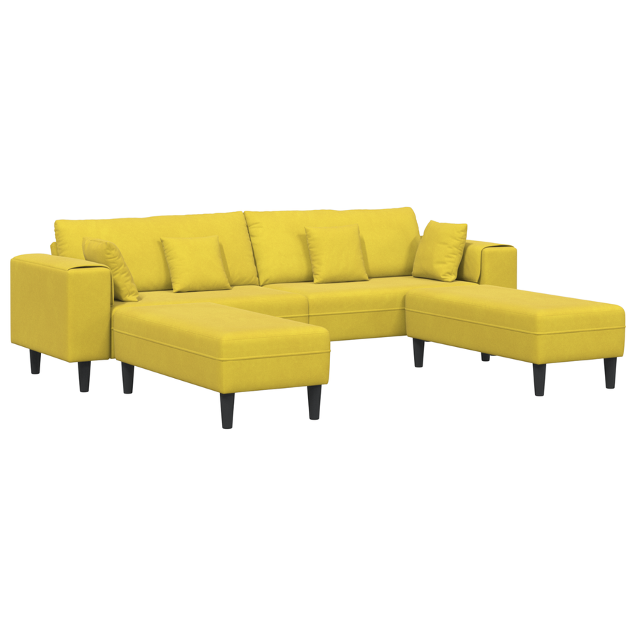 Velours Bank met kussen met kussen 3 pcs Geel 208 cm Fluweel