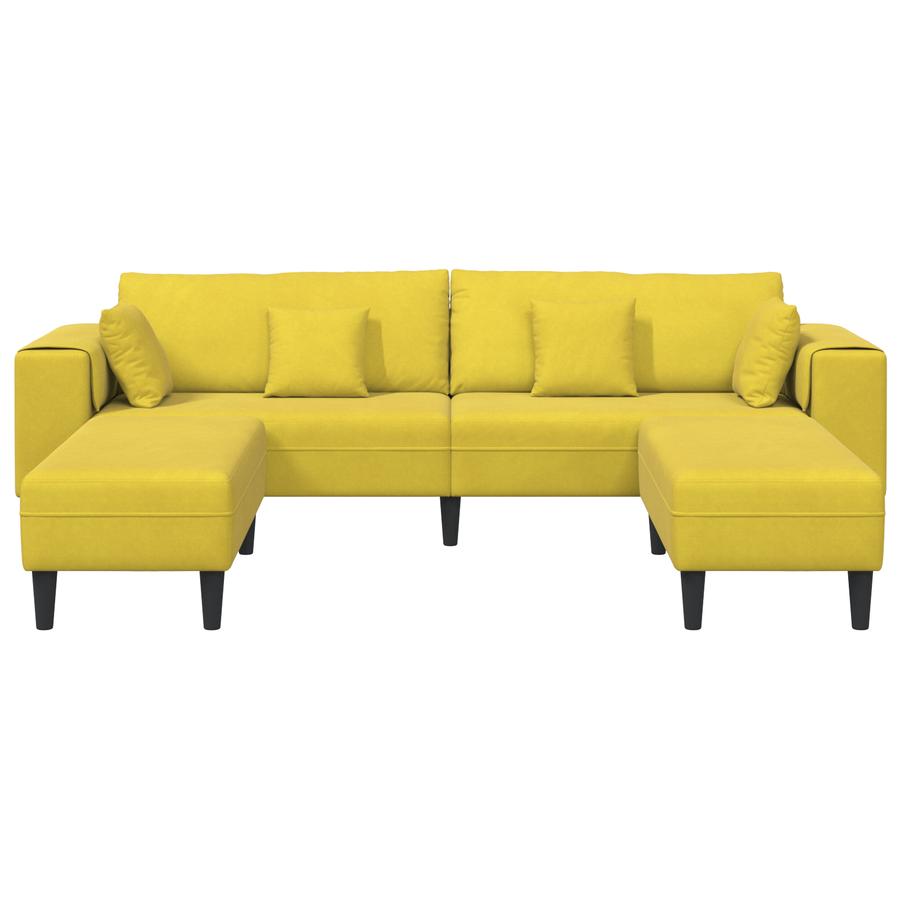Velours Bank met kussen met kussen 3 pcs Geel 208 cm Fluweel