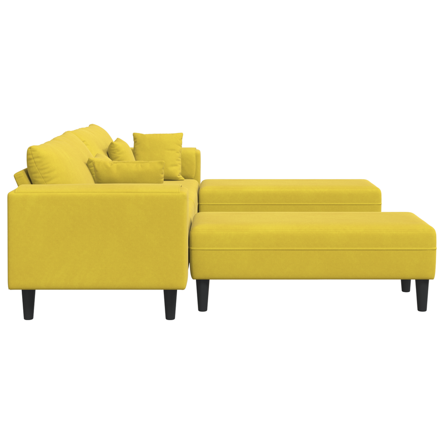 Velours Bank met kussen met kussen 3 pcs Geel 208 cm Fluweel
