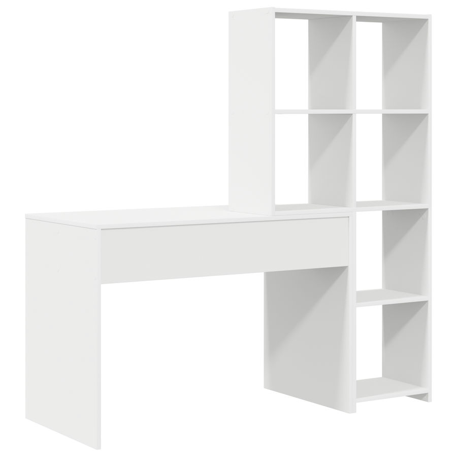 Bureau met plank met opslag Wit 138.5 x 55 x 143 cm Bewerkt hout