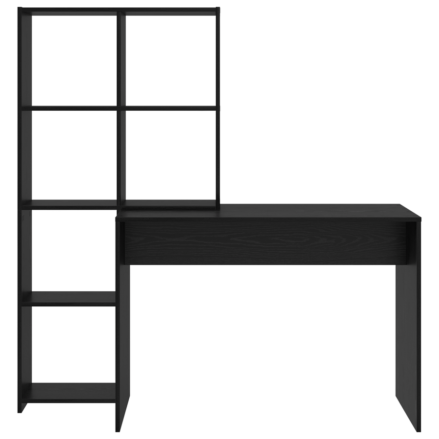 Bureau met plank met opslag Zwart eiken 138.5 x 55 x 143 cm Bewerkt hout