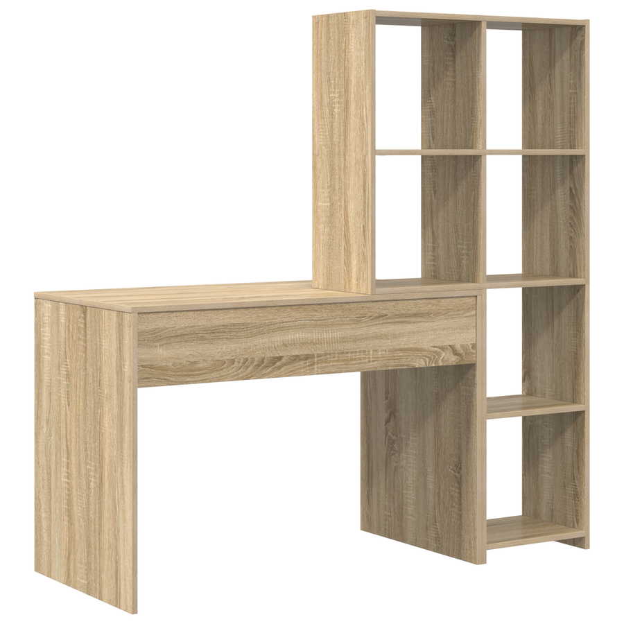 Bureau met plank met opslag Sonoma eiken 138.5 x 55 x 143 cm Bewerkt hout
