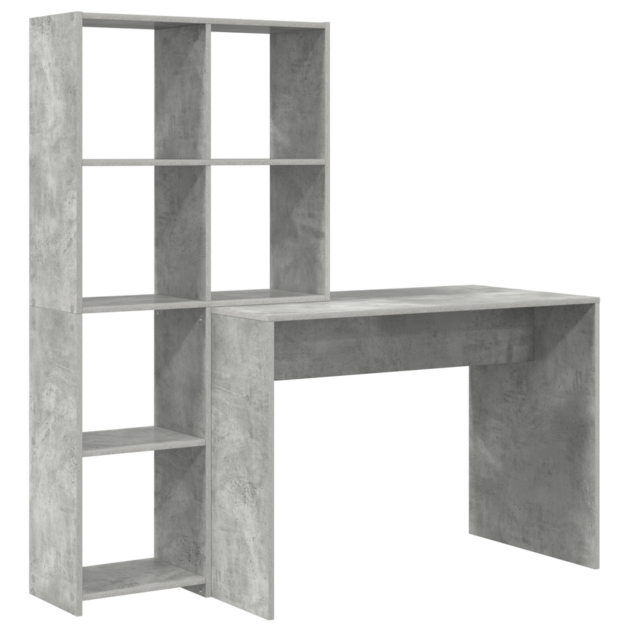 Bureau met plank met opslag Betongrijs 138.5 x 55 x 143 cm Bewerkt hout