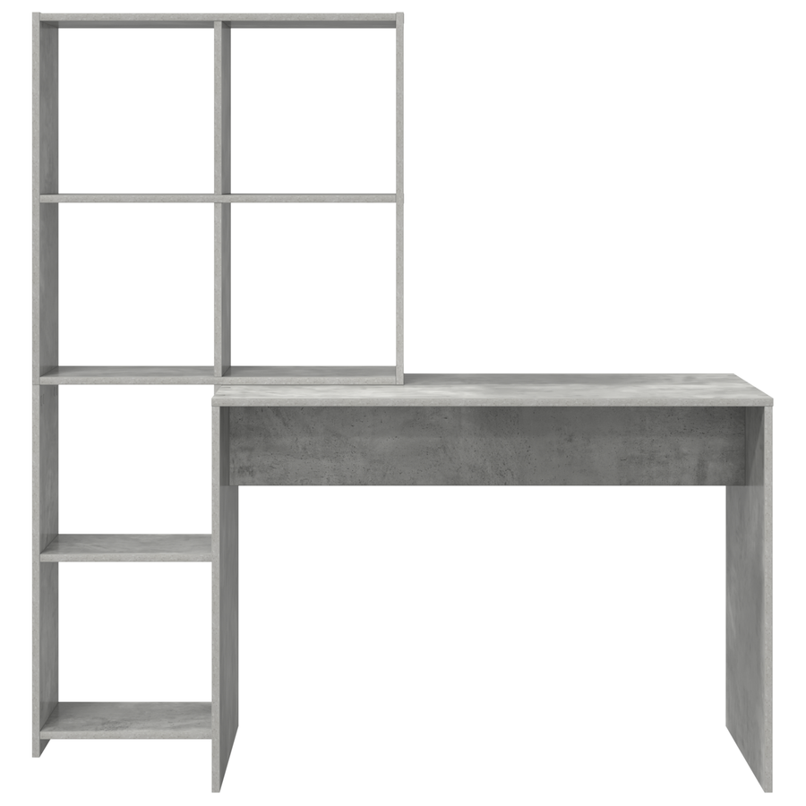 Bureau met plank met opslag Betongrijs 138.5 x 55 x 143 cm Bewerkt hout
