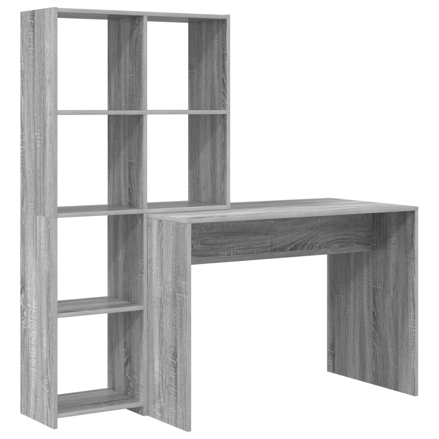 Bureau met plank met opslag Grijs sonoma 138.5 x 55 x 143 cm Bewerkt hout