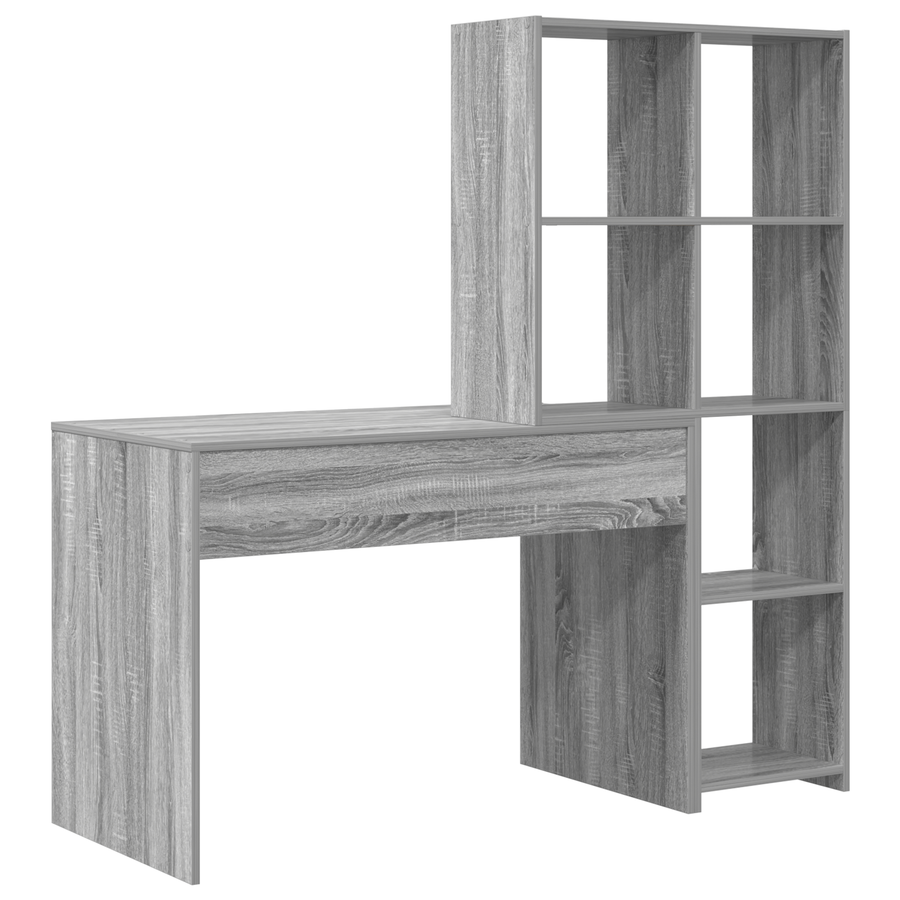 Bureau met plank met opslag Grijs sonoma 138.5 x 55 x 143 cm Bewerkt hout
