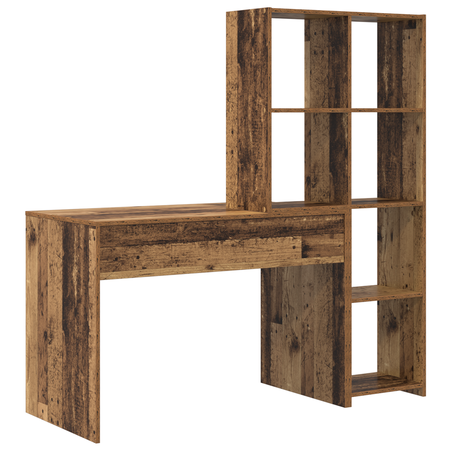 Bureau met plank met opslag Oud hout 138.5 x 55 x 143 cm Bewerkt hout