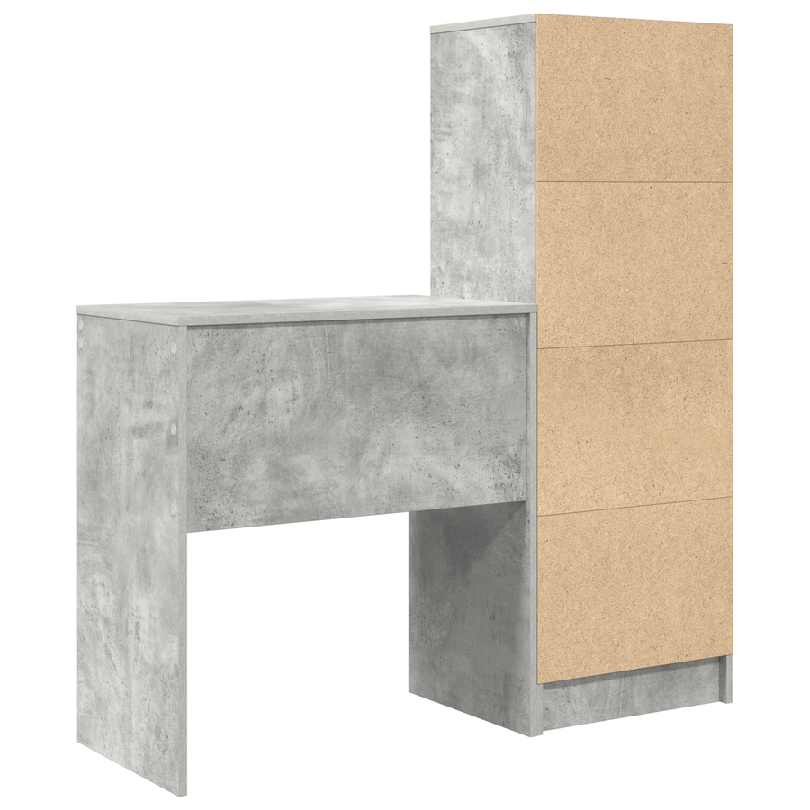 Bureau met Opslag in Betonnen Grijs Gelamineerd Hout
